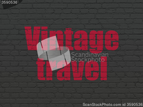 Image of Vacation concept: Vintage Travel on wall background