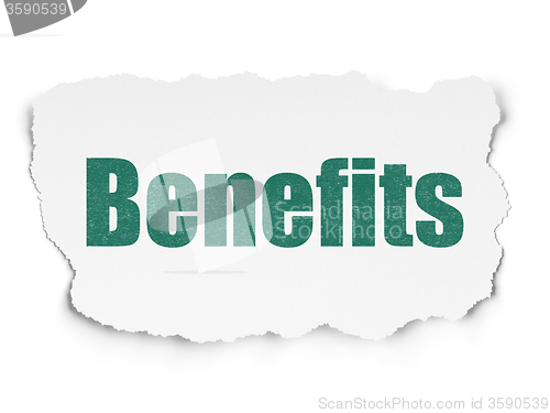 Image of Finance concept: Benefits on Torn Paper background