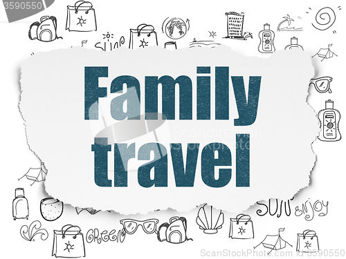 Image of Tourism concept: Family Travel on Torn Paper background