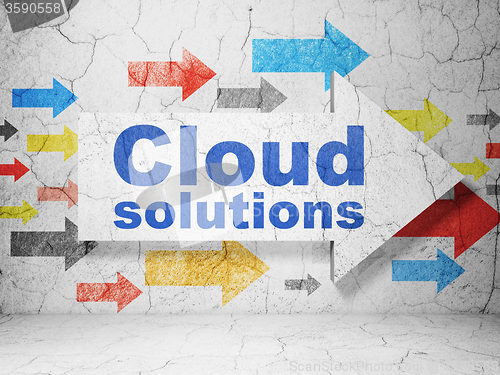 Image of Cloud technology concept: arrow with Cloud Solutions on grunge wall background