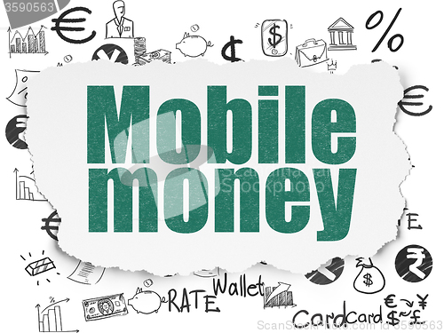 Image of Money concept: Mobile Money on Torn Paper background
