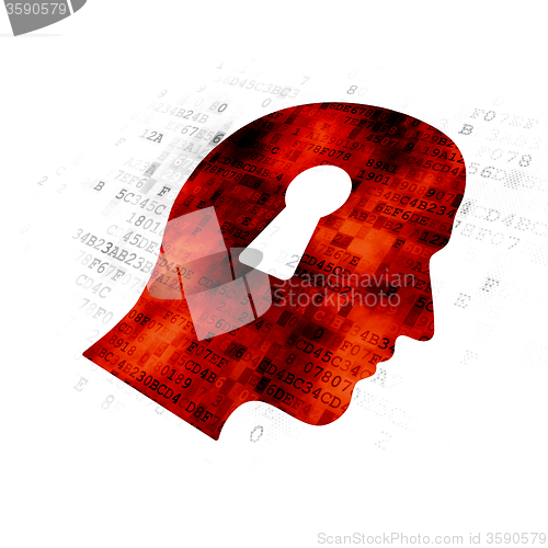 Image of Marketing concept: Head With Keyhole on Digital background