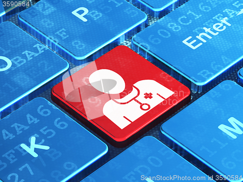 Image of Medicine concept: Doctor on computer keyboard background