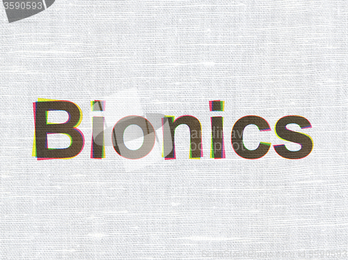 Image of Science concept: Bionics on fabric texture background