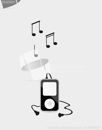 Image of music device with headphones