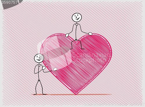 Image of two people, one sitting on the heart and other standing
