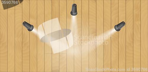 Image of three lights and wooden wall