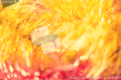 Image of Soft golden Christmas lights - festive bokeh background. 