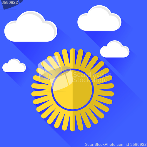 Image of Sun Icon Isolated on Blue Sky Background