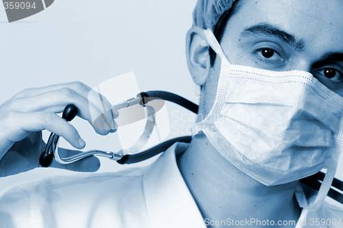 Image of Portrait of a young doctor with stethoscope.