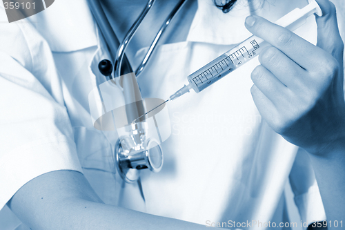 Image of Portrait of a young doctor with stethoscope.