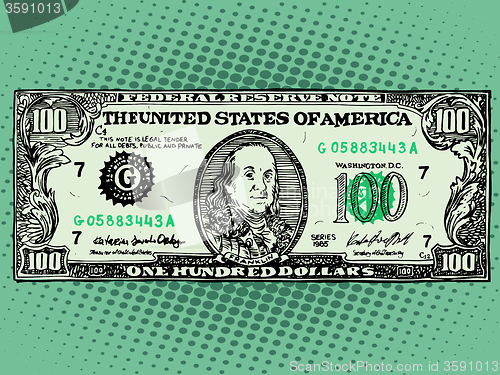 Image of Banknote hundred dollars Benjamin Franklin