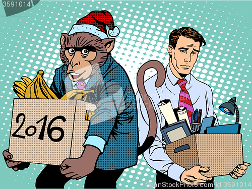 Image of Santa Claus monkey 2016 new year and sad people