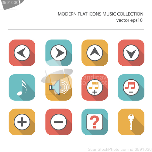 Image of Modern flat icons vector collection with long shadow effect in s