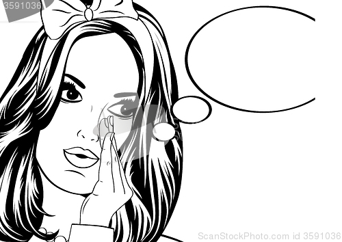 Image of Pop Art illustration of woman with the speech bubble