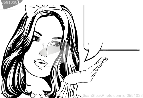 Image of Pop Art illustration of woman with the speech bubble