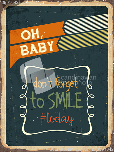 Image of Retro metal sign \"Don\'t forget to smile today\"