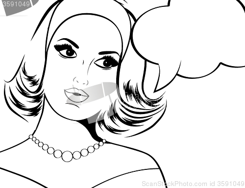 Image of Pop Art illustration of woman with the speech bubble