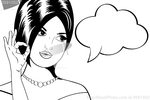 Image of Pop Art illustration of woman with the speech bubble