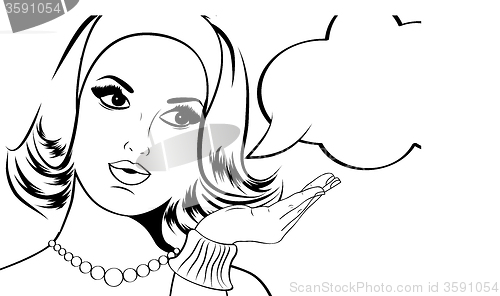 Image of Pop Art illustration of woman with the speech bubble