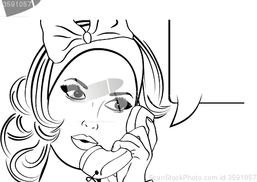 Image of Pop Art illustration of woman with the speech bubble