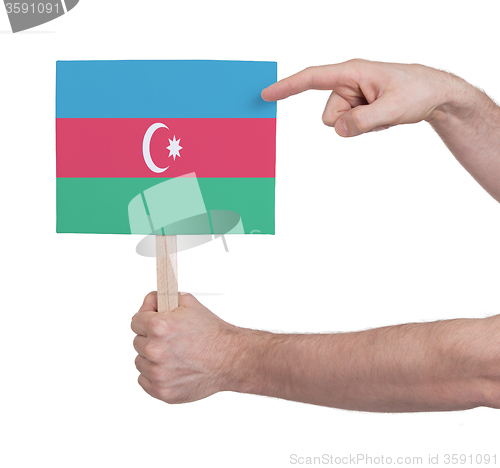 Image of Hand holding small card - Flag of Azerbaijan