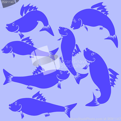 Image of Fish Blue Silhouettes