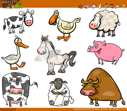 Image of farm animals cartoon set