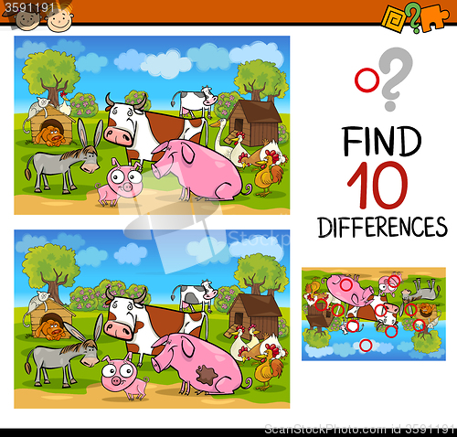 Image of differences test with farm animals