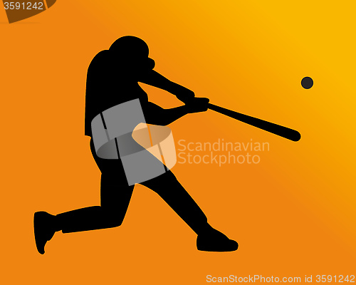 Image of baseball player hits the ball