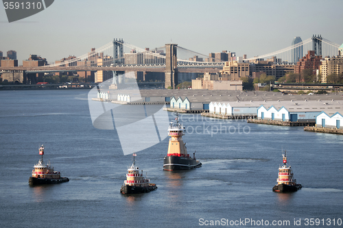 Image of Four tugboats in New York City