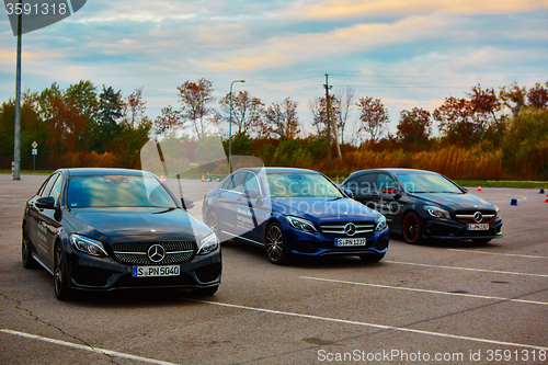 Image of Lviv, Ukraine - OCTOBER 15, 2015: Mercedes Benz star experience. The interesting series of test drives