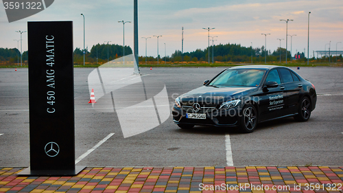 Image of Lviv, Ukraine - OCTOBER 15, 2015: Mercedes Benz star experience. The interesting series of test drives