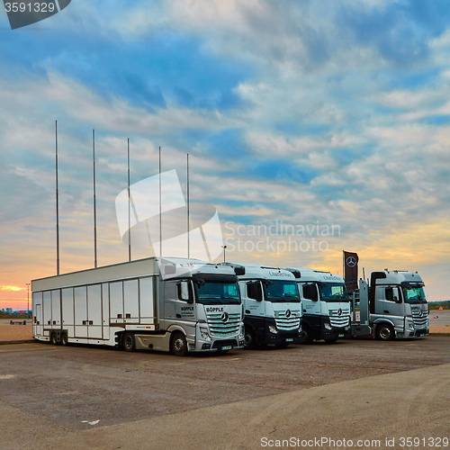 Image of Lviv, Ukraine - OCTOBER 15, 2015: Mercedes Benz star experience. The interesting series of test drives