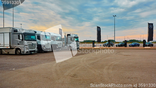 Image of Lviv, Ukraine - OCTOBER 15, 2015: Mercedes Benz star experience. The interesting series of test drives