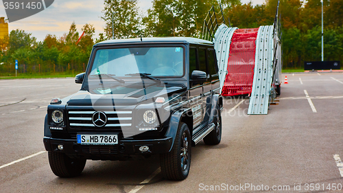 Image of Lviv, Ukraine - OCTOBER 15, 2015: Mercedes Benz star experience. The interesting series of test drives