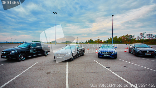 Image of Lviv, Ukraine - OCTOBER 15, 2015: Mercedes Benz star experience. The interesting series of test drives