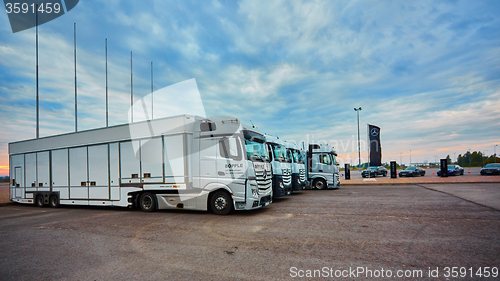 Image of Lviv, Ukraine - OCTOBER 15, 2015: Mercedes Benz star experience. The interesting series of test drives