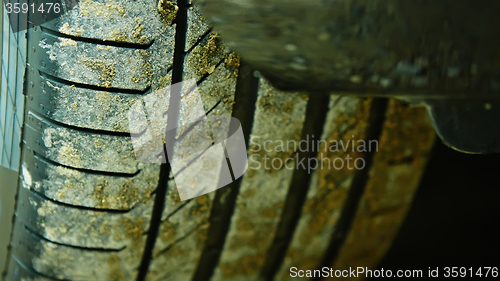 Image of detail of car wheel