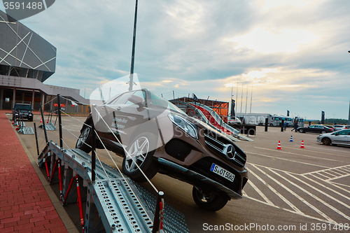 Image of Lviv, Ukraine - OCTOBER 15, 2015: Mercedes Benz star experience. The interesting series of test drives