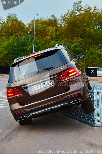 Image of Lviv, Ukraine - OCTOBER 15, 2015: Mercedes Benz star experience. The interesting series of test drives