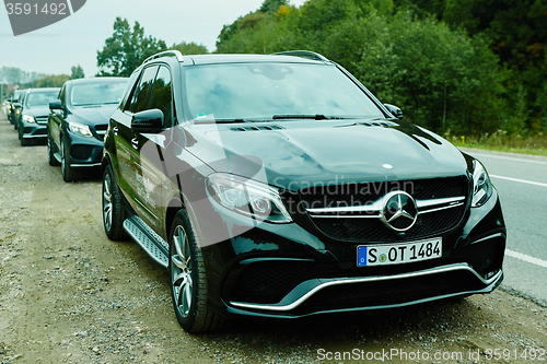 Image of Lviv, Ukraine - OCTOBER 15, 2015: Mercedes Benz star experience. The interesting series of test drives