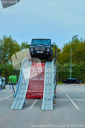 Image of Lviv, Ukraine - OCTOBER 15, 2015: Mercedes Benz star experience. The interesting series of test drives