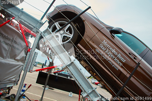 Image of Lviv, Ukraine - OCTOBER 15, 2015: Mercedes Benz star experience. The interesting series of test drives