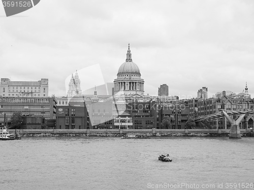 Image of Black and white River Thames in London