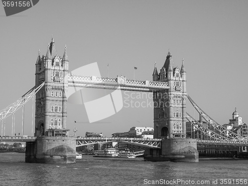 Image of Black and white Tower Bridge in London