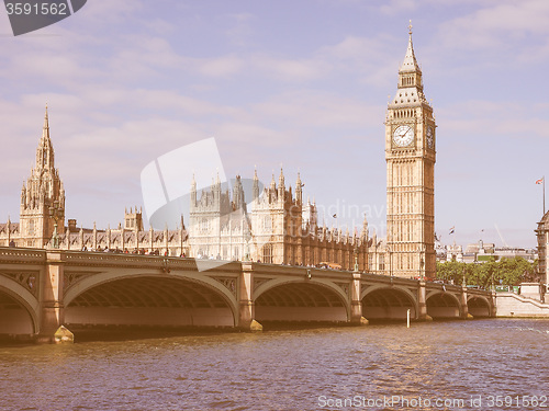 Image of Retro looking Houses of Parliament in London