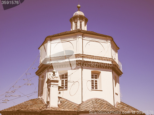 Image of Retro looking Monte Cappuccini church in Turin