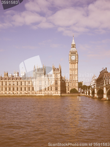 Image of Retro looking Houses of Parliament in London