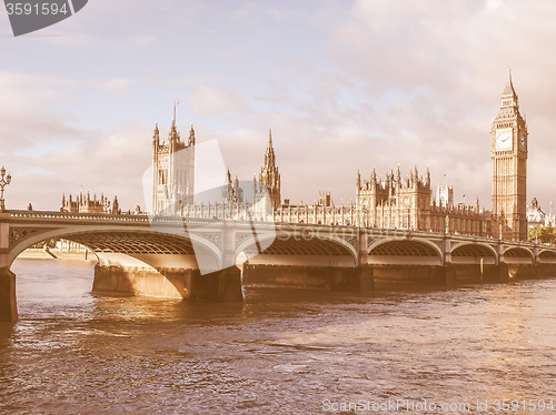 Image of Retro looking Westminster Bridge